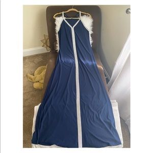 MSK Navy Blue Gown with Sequined Halter Straps